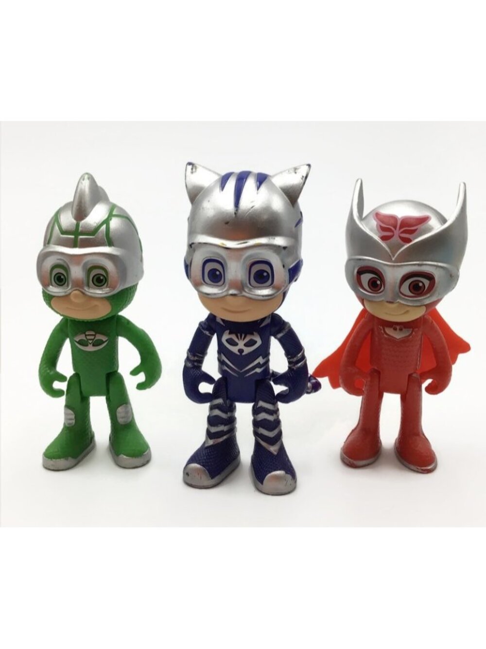 PJ Masks Turbo Blast Cat Boy Gekko Owlette Silver Helmet Speed Booster Figures